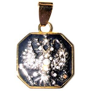 NIB Joan Rivers Imperial Russian Eagle Pendant Medallion Gold Black Rhinestone